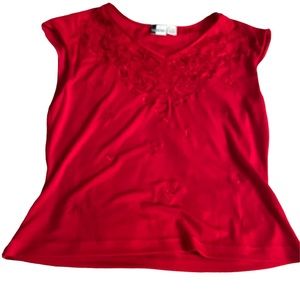 Together  by Spiegal size XL red on red short sleeve embroidered top